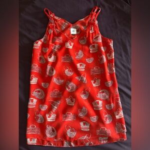 Cabi #5624 Size Small Nantucket Cami Red Handbag Purse Print Tank Blouse
